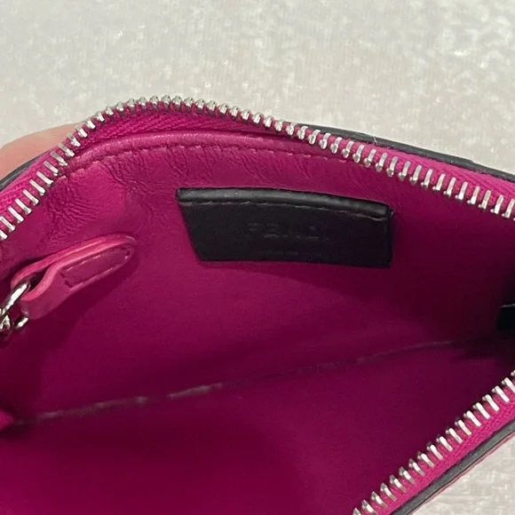 Fendi Fuchsia Leather Card & Coin Wallet with Keychain - Picture 8 of 10